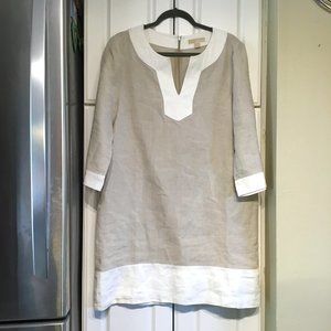 Michael Michael Kors Tan & White Sheath Dress